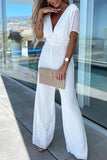 Casual Elegant Solid V Neck Regular Jumpsuits(4 Colors)