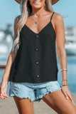 Casual Vacation Solid Buttons V Neck Tops