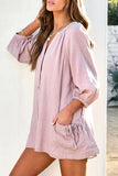 Casual Simplicity Solid Pocket V Neck Loose Rompers