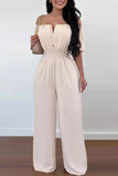 Work Celebrities Solid Off the Shoulder Regular Jumpsuits(6 Colors)