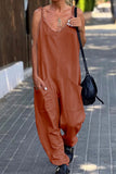 Casual Simplicity Solid Pocket U Neck Loose Jumpsuits(12 Colors)