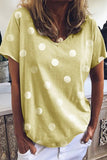 Casual College Polka Dot Printing V Neck T-Shirts