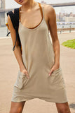 Casual Simplicity Solid Pocket V Neck Loose Rompers