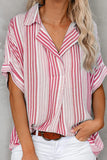 Elegant Striped Patchwork V Neck Tops(4 Colors)