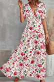 Elegant Floral Patchwork V Neck A Line Dresses