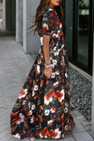 Elegant Floral Patchwork V Neck A Line Dresses