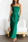 Celebrities Elegant Solid Backless Strapless Sleeveless Dress Dresses