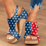 Casual Patchwork Opend Wedges Shoes