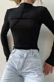 Casual Simplicity Solid Half A Turtleneck Tops