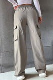 Solid Pocket Loose Mid Waist Straight Solid Color Bottoms