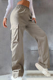 Solid Pocket Loose Mid Waist Straight Solid Color Bottoms