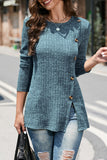 Street Solid Buttons O Neck Sweaters(5 Colors)