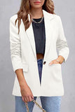 Elegant Solid Pocket Turn-back Collar Outerwear