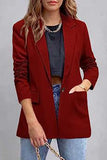 Elegant Solid Pocket Turn-back Collar Outerwear