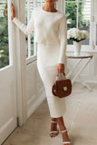 Daily Simplicity Solid O Neck Long Sleeve Two Pieces(3 Colors)