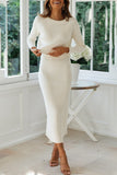 Daily Simplicity Solid O Neck Long Sleeve Two Pieces(3 Colors)