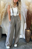 Casual Solid Fold Loose Wide Leg Solid Color Bottoms