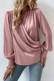 Elegant Solid Fold V Neck Tops