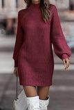 Casual Solid Patchwork Turtleneck One Step Skirt Dresses