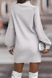 Casual Solid Patchwork Turtleneck One Step Skirt Dresses