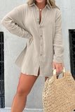 Casual Solid Patchwork Turndown Collar Long Sleeve Two Pieces