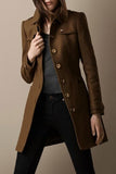 Elegant Solid Patchwork Turndown Collar Outerwear