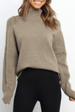 Casual Solid Patchwork Turtleneck Tops