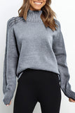 Casual Solid Patchwork Turtleneck Tops