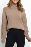 Casual Solid Patchwork Turtleneck Tops