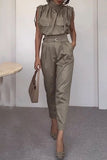 Street Elegant Solid Patchwork Turtleneck Regular Jumpsuits