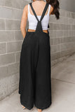 Casual Solid Pocket U Neck Loose Jumpsuits