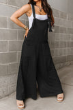 Casual Solid Pocket U Neck Loose Jumpsuits