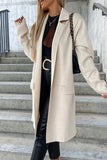 Elegant Solid Pocket Turndown Collar Outerwear