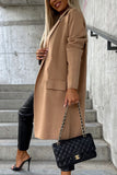 Elegant Solid Pocket Turndown Collar Outerwear