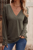 Sexy Simplicity Solid Buttons V Neck Tops(8 Colors)