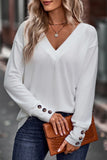 Sexy Simplicity Solid Buttons V Neck Tops(8 Colors)