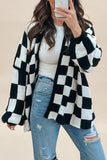 Casual Plaid Contrast Cardigan Collar Outerwear(3 Colors)