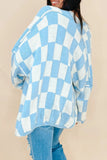 Casual Plaid Contrast Cardigan Collar Outerwear(3 Colors)