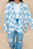 Casual Plaid Contrast Cardigan Collar Outerwear(3 Colors)