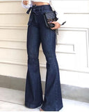 dasiuip Denim High Waist Bell-Bottom Jeans