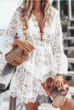 dasiuip Sexy Lace Long-sleeved V-neck Swimwear Cover-up