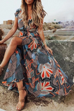 dasiuip Bohemian V Neck Printed Maxi Dress