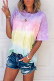 dasiuip O Neck Tie-dye Multicolor T-shirt