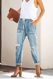 dasiuip Loose Drawstring Blue Jeans