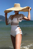 dasiuip White Sexy Hollow Cover Belly Swimwears