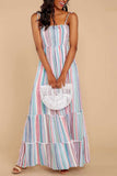 dasiuip Colorful Stripe Print Dress