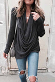 dasiuip Solid Long Sleeve Drape Top(2 Colors)