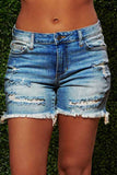 dasiuip On-trend Fringed Ripped Denim Shorts(3 Colors)