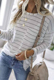 dasiuip Striped Long Sleeve Top With Pocket