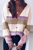 dasiuip Long Sleeve V Neck Color-Block Sweater